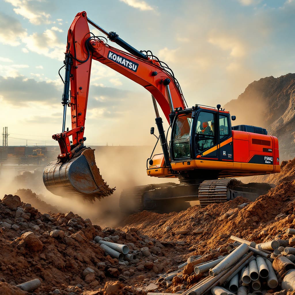 Montgomery komatsu red black excavator