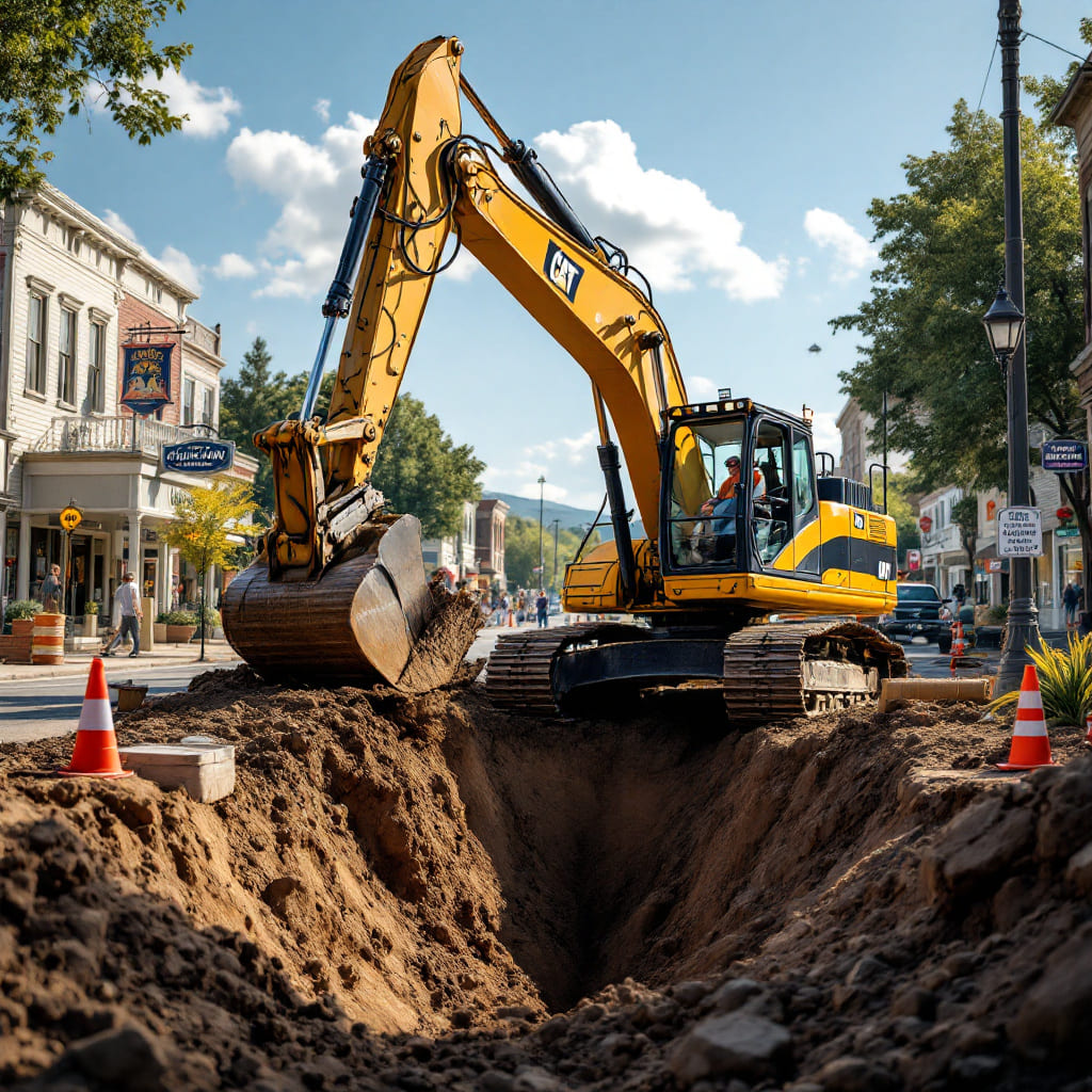 Hunter ny main street backhoe excavation
