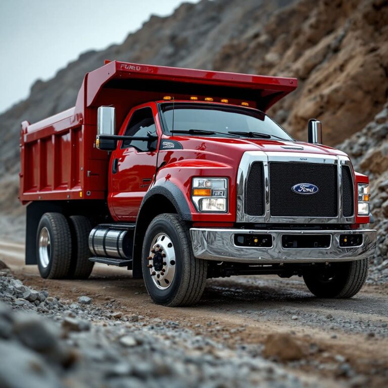 Ford f650 xlt red dump truck quarry
