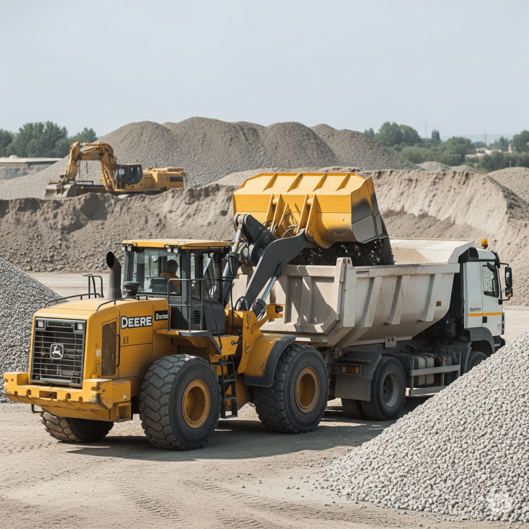 Heavy duty dump truck construction site