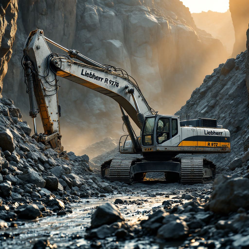 Liebher r976 excavator limestone quarry